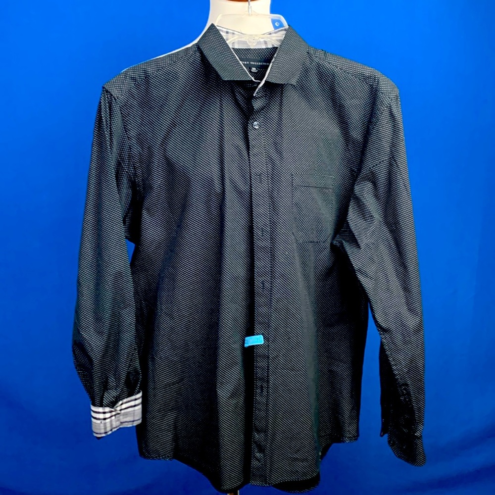 Boys Report Collection LS button down black/wht dots